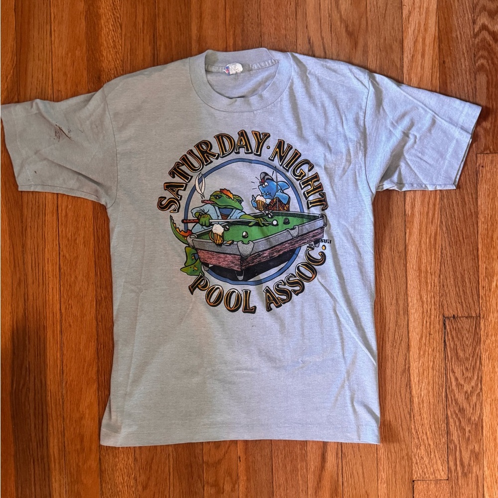 Vintage Gray Saturday Night Pool Assoc T-Shirt